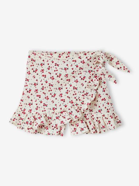 Jupe short fille écru+framboise+vert 1 - vertbaudet enfant 