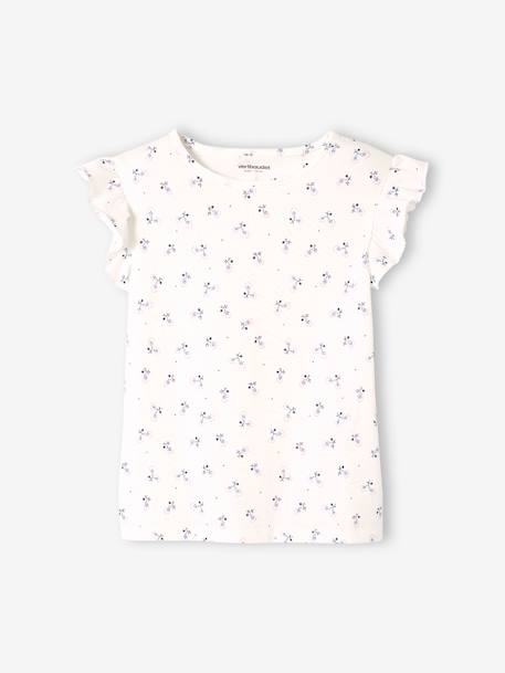 Ensemble fille t-shirt à volants et jupe à bretelles en gaze de coton corail+lilas+vert sauge 7 - vertbaudet enfant 