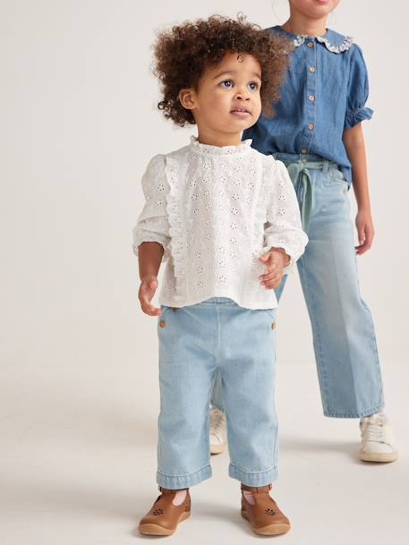 Blouse en broderie anglaise Bébé à volants blanc+rose pâle 4 - vertbaudet enfant 