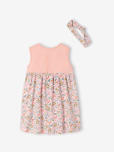 Robe et bandeau assorti bébé fille écru+rose poudré+tilleul imprimé 10 - vertbaudet enfant 