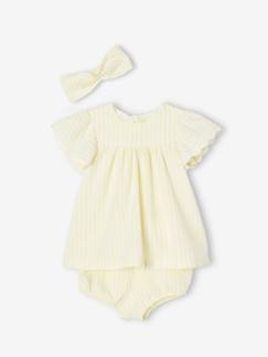 Ensemble 3 pièces Bébé : robe + bloomer + bandeau  - vertbaudet enfant