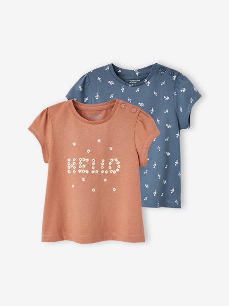 Lot de 2 T-shirts basics bébé manches courtes rose+vieux rose 6 - vertbaudet enfant 