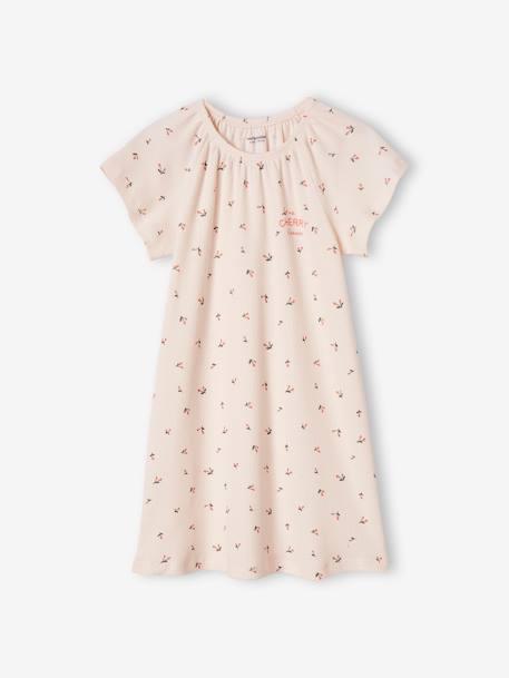 Chemise de nuit en maille côtelée 'cerises' + legging uni fille rose nude 3 - vertbaudet enfant 