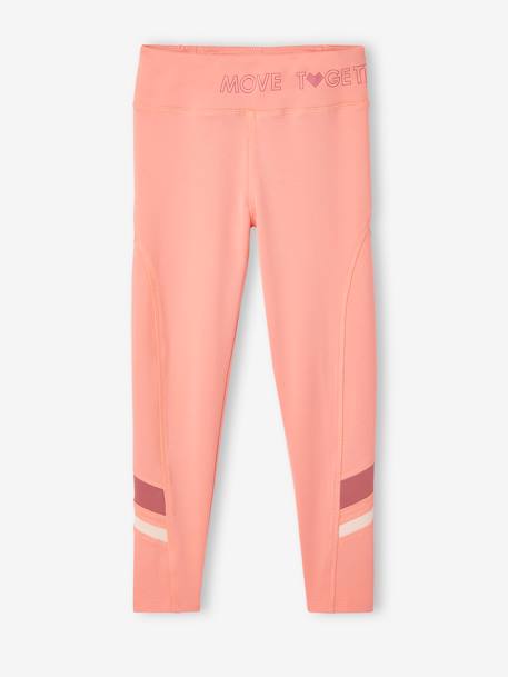 Legging sport matière technique fille bandes chevilles abricot 1 - vertbaudet enfant 