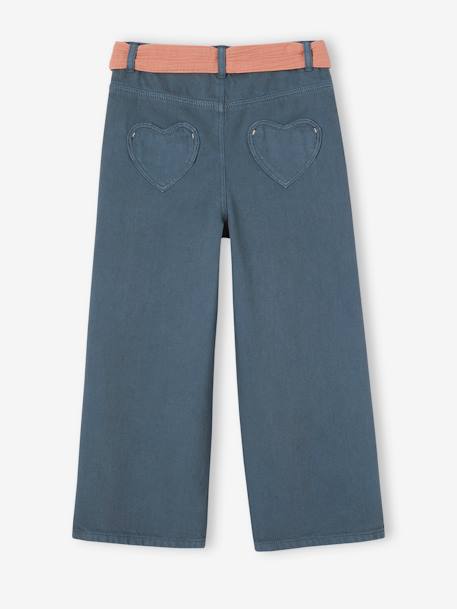 Pantalon évasé fille avec ceinture en gaze de coton écru+encre 6 - vertbaudet enfant 