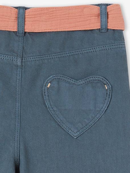 Pantalon évasé fille avec ceinture en gaze de coton écru+encre 8 - vertbaudet enfant 