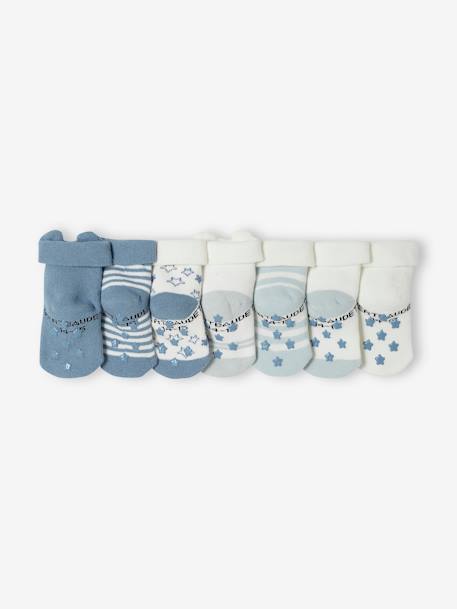 Lot de 7 paires de chaussettes 'étoiles et renard' bébé  BASICS bleu 3 - vertbaudet enfant 