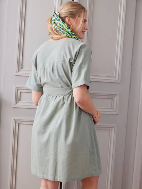 Robe courte cache-coeur grossesse et allaitement vert sauge 5 - vertbaudet enfant 