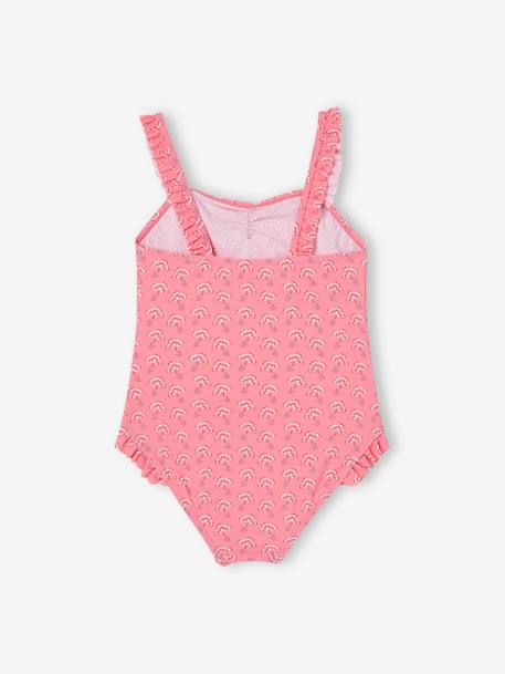 Maillot de bain 1 pièce imprimé et volanté fille rose bonbon 4 - vertbaudet enfant 