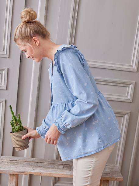 Blouse effet denim grossesse et allaitement imprimé fleurs double stone 6 - vertbaudet enfant 