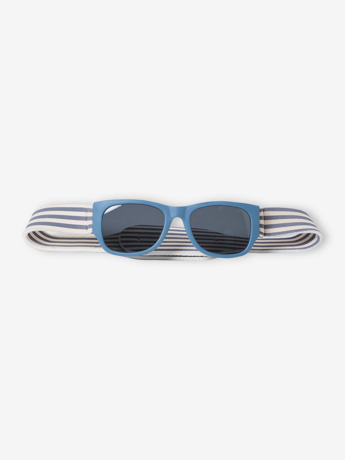 Lunettes de soleil a bandeau raye bebe garcon bleu glacier Vertbaudet