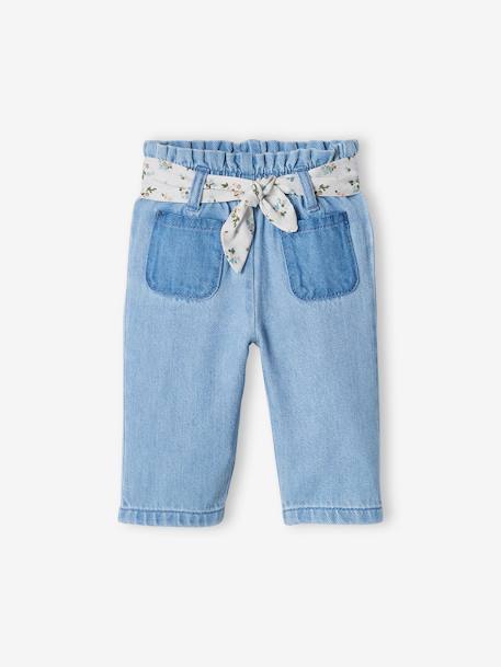 Jean large en denim bébé ceinture en tissu denim bleached 3 - vertbaudet enfant 