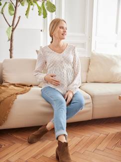 Vêtements de grossesse-Allaitement-Blouse de grossesse et d'allaitement imprimé pois