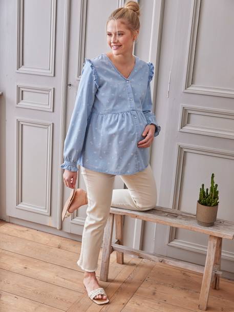 Blouse effet denim grossesse et allaitement imprimé fleurs double stone 2 - vertbaudet enfant 