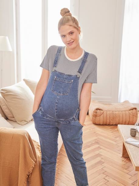 Salopette en jean coupe mom grossesse et allaitement denim brut 6 - vertbaudet enfant 