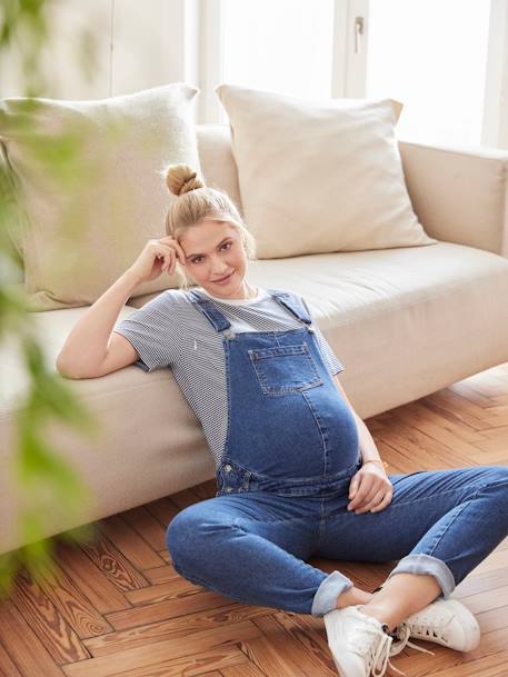 Salopette en jean coupe mom grossesse et allaitement denim brut 1 - vertbaudet enfant 