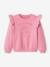 Sweat motif fleur flocké fille volants en broderie anglaise rose bonbon 4 - vertbaudet enfant 