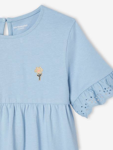 Robe manches courtes en broderie anglaise fille bleu grisé+pêche 3 - vertbaudet enfant 