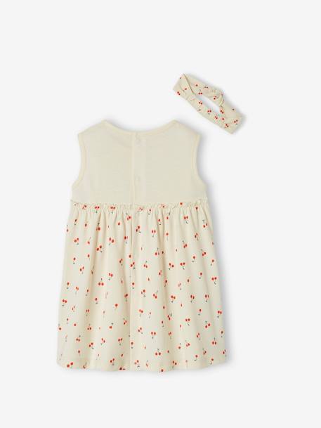 Robe et bandeau assorti bébé fille écru+rose poudré+tilleul imprimé 5 - vertbaudet enfant 