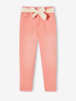 -Pantalon Mom et sa ceinture en gaze de coton fille