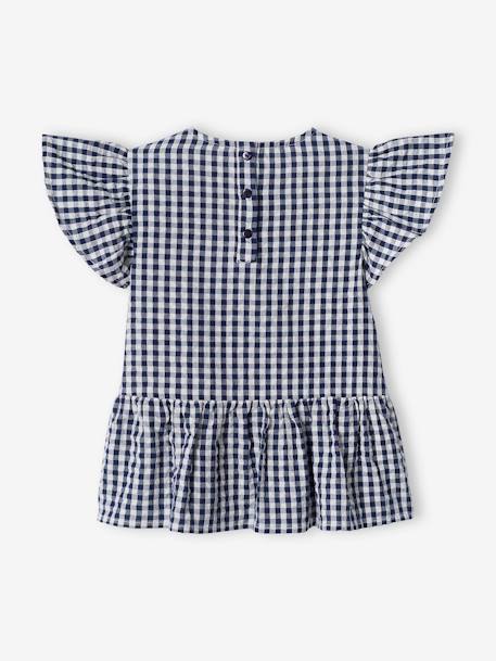 Blouse volantée à carreaux vichy fille carreaux marine 2 - vertbaudet enfant 