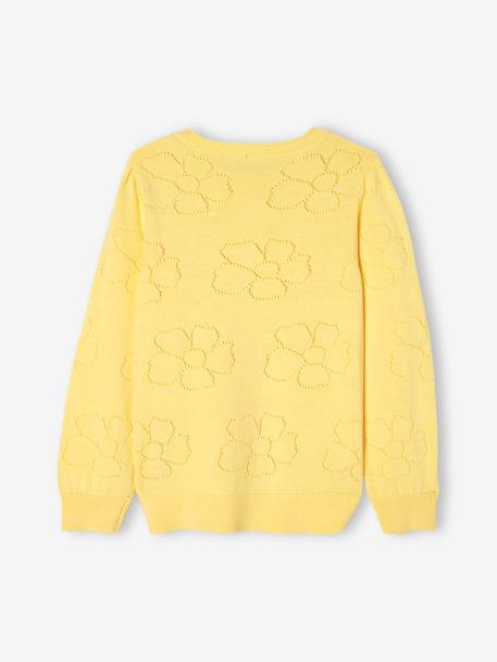 Gilet maille ajourée motifs fleurs fille jaune 5 - vertbaudet enfant 