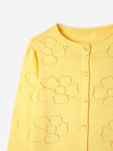 Gilet maille ajourée motifs fleurs fille jaune 6 - vertbaudet enfant 