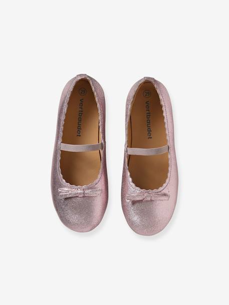 Ballerines cuir fille beige metallisé+bleu marine+rose 25 - vertbaudet enfant 