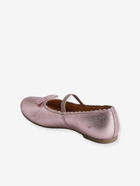 Ballerines cuir fille beige metallisé+bleu marine+rose 23 - vertbaudet enfant 