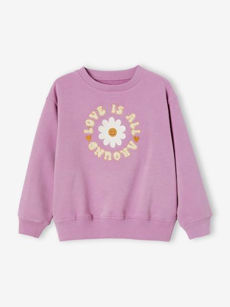 Sweat motif fleur fille animation en bouclettes mauve 3 - vertbaudet enfant 