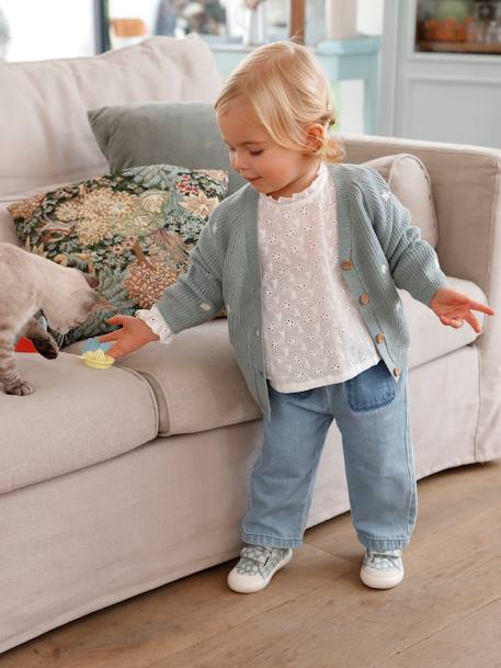 Blouse en broderie anglaise Bébé à volants blanc+rose pâle 3 - vertbaudet enfant 