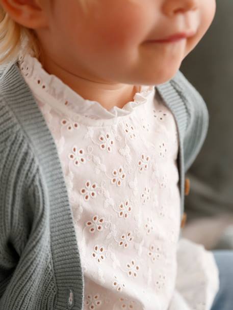 Blouse en broderie anglaise Bébé à volants blanc+rose pâle 8 - vertbaudet enfant 