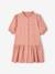 Robe boutonnée en gaze de coton fille manches 3/4 blush+moutarde 1 - vertbaudet enfant 