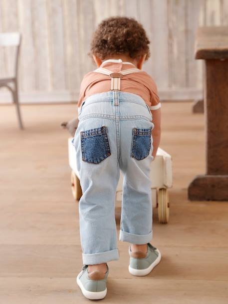 Jean en denim bébé avec bretelles amovibles denim bleached 7 - vertbaudet enfant 