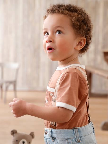 Bébé-T-shirt bébé en coton flammé manches courtes