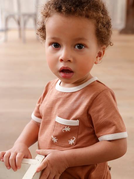 T-shirt bébé en coton flammé manches courtes noix de pécan 2 - vertbaudet enfant 