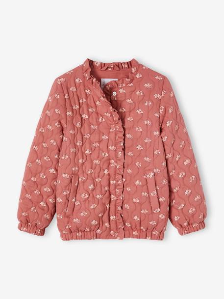 Blouson matelassée motifs fleurs fille tomette+vert imprimé 3 - vertbaudet enfant 