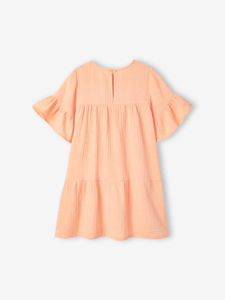 Robe en gaze de coton fille abricot poudré+bleu ciel 4 - vertbaudet enfant 