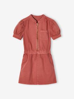 Robe zippée manches boules fille  - vertbaudet enfant