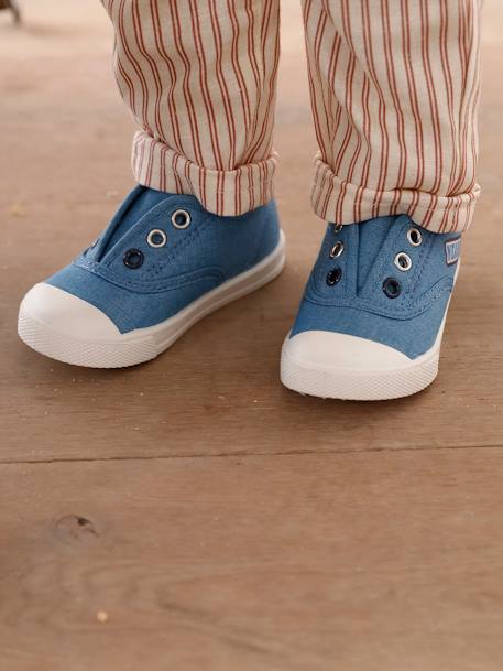 Baskets élastiquées en toile bébé bleu jean 1 - vertbaudet enfant 