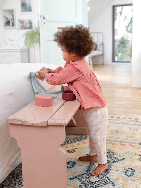 Pantalon en gaze de coton bébé bleu grisé+écru+rose pâle+vieux rose 9 - vertbaudet enfant 