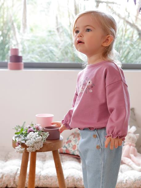 Sweat imprimé bébé mauve 1 - vertbaudet enfant 