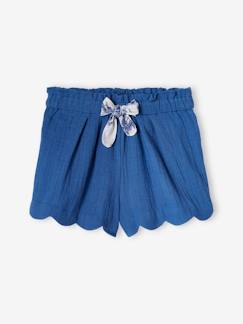 -Short cérémonie en gaze de coton finitions écailles fille