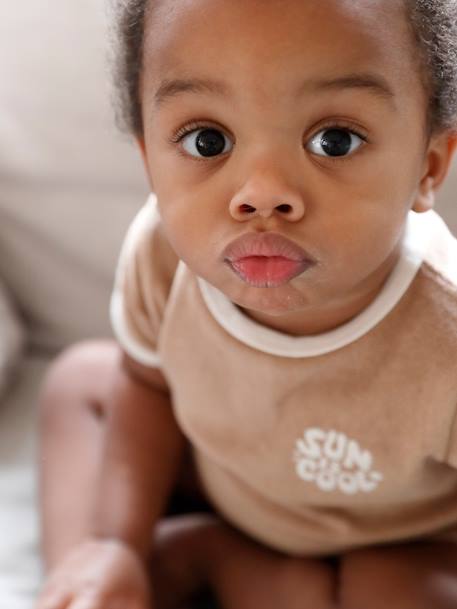 Ensemble en éponge bébé T-shirt + short taupe 11 - vertbaudet enfant 