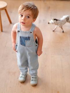 -Salopette en denim bébé poches contrastées