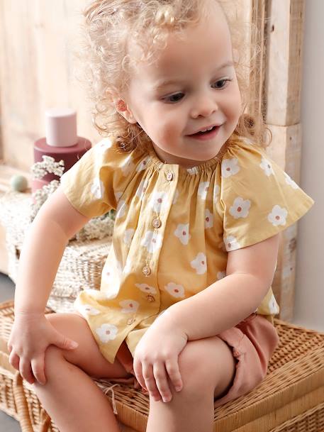 Blouse bébé manches papillon bleu pâle+jaune pâle 5 - vertbaudet enfant 