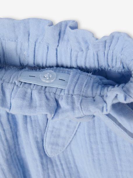 Short en gaze de coton style 'paperbag' fille bleu pâle+corail+vanille 4 - vertbaudet enfant 