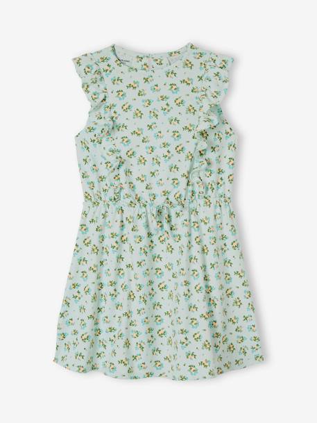 Robe imprimée à volants fille bleu ciel+rose+vert imprimé 1 - vertbaudet enfant 