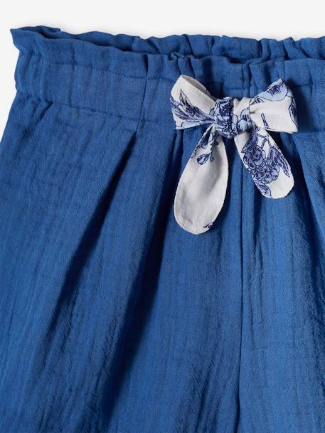 Short cérémonie en gaze de coton finitions écailles fille bleu+bleu imprimé+rose nude 3 - vertbaudet enfant 