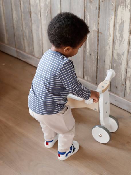 Ensemble T-shirt et pantalon molleton bébé indigo+rayé / caramel 10 - vertbaudet enfant 